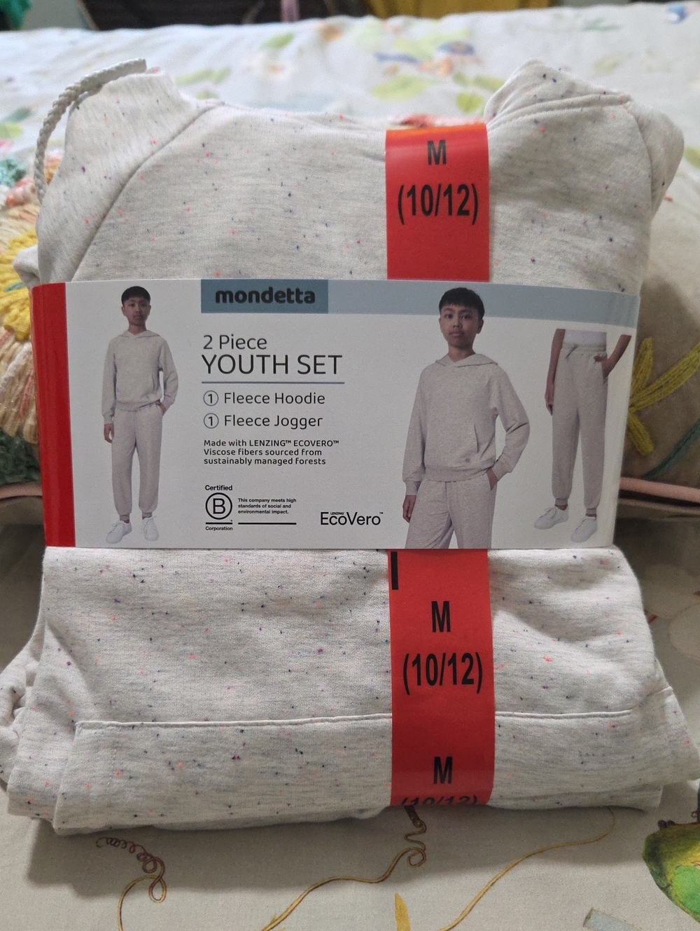 Mondetta Kids Cream Speckle Fleece 2-Piece Hoodie & Jogger Set Size Medium
